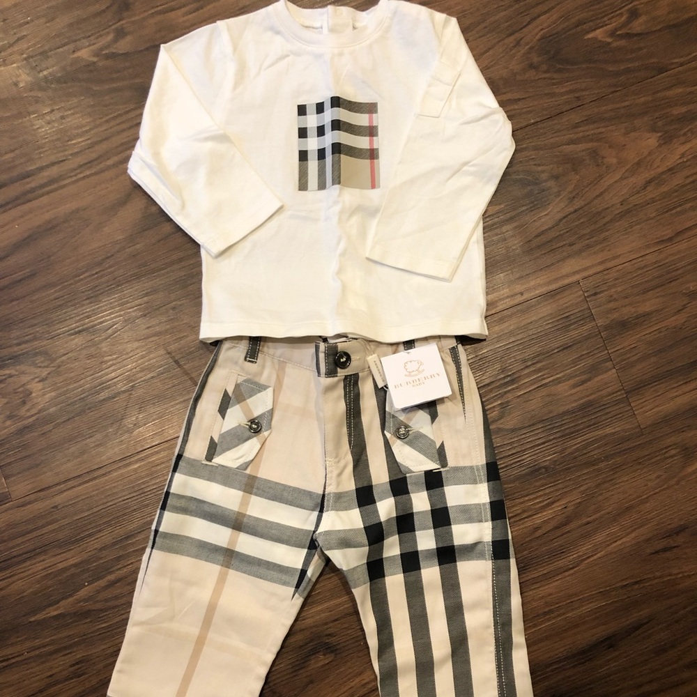 18 mo Burberry Trousers and Long Sleeve Shirt